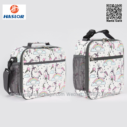 #01A Unicorn Waterproof Girls Children Cooler bag Aluminum Foil Picnic Bags School Kid Lunch Bag