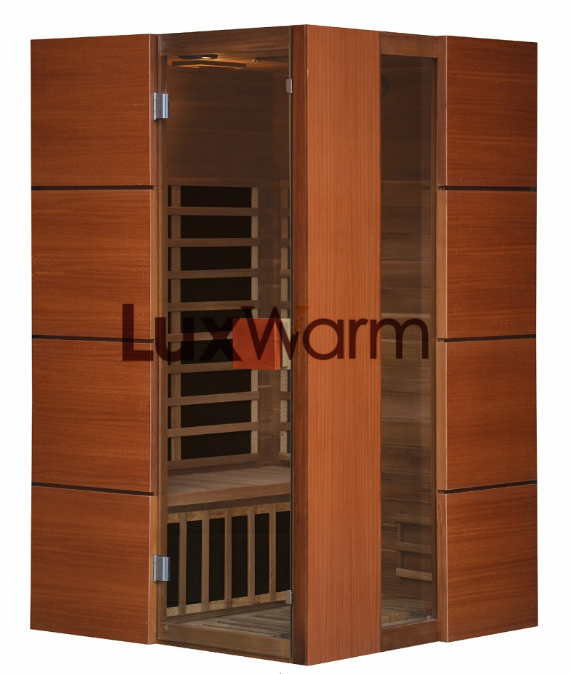 Red cedar carbon heater infrared sauna outside with MDF board
