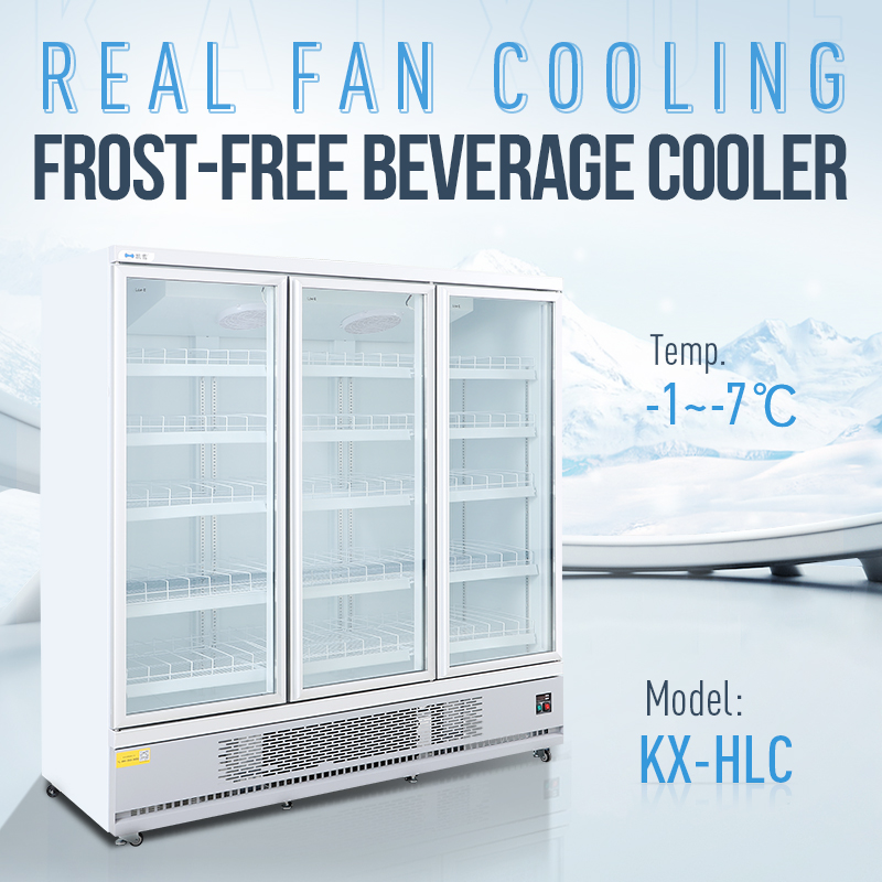Beverage display upright freezer with glass doors
