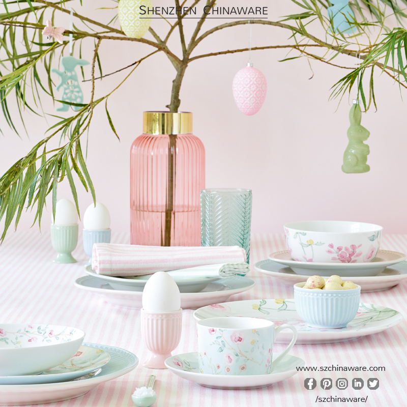 Porcelain New Bone China Tableware Watercolor Garden P312 Tableware SZChinaware Porcelain Ceramic Dinner Set