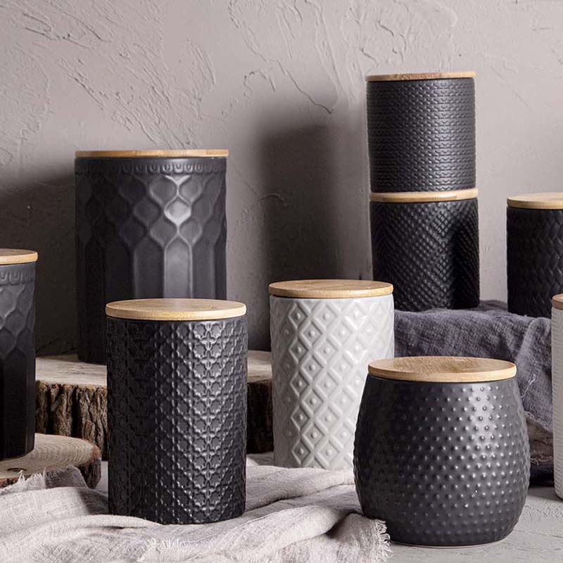 10*10.8cm 10*10.8cm 10*9*11.7cm 10*9*11.7cm 14.5*19.6cm dolomite sealed canister set with silk screen printing for tea,coffee sugar,etc