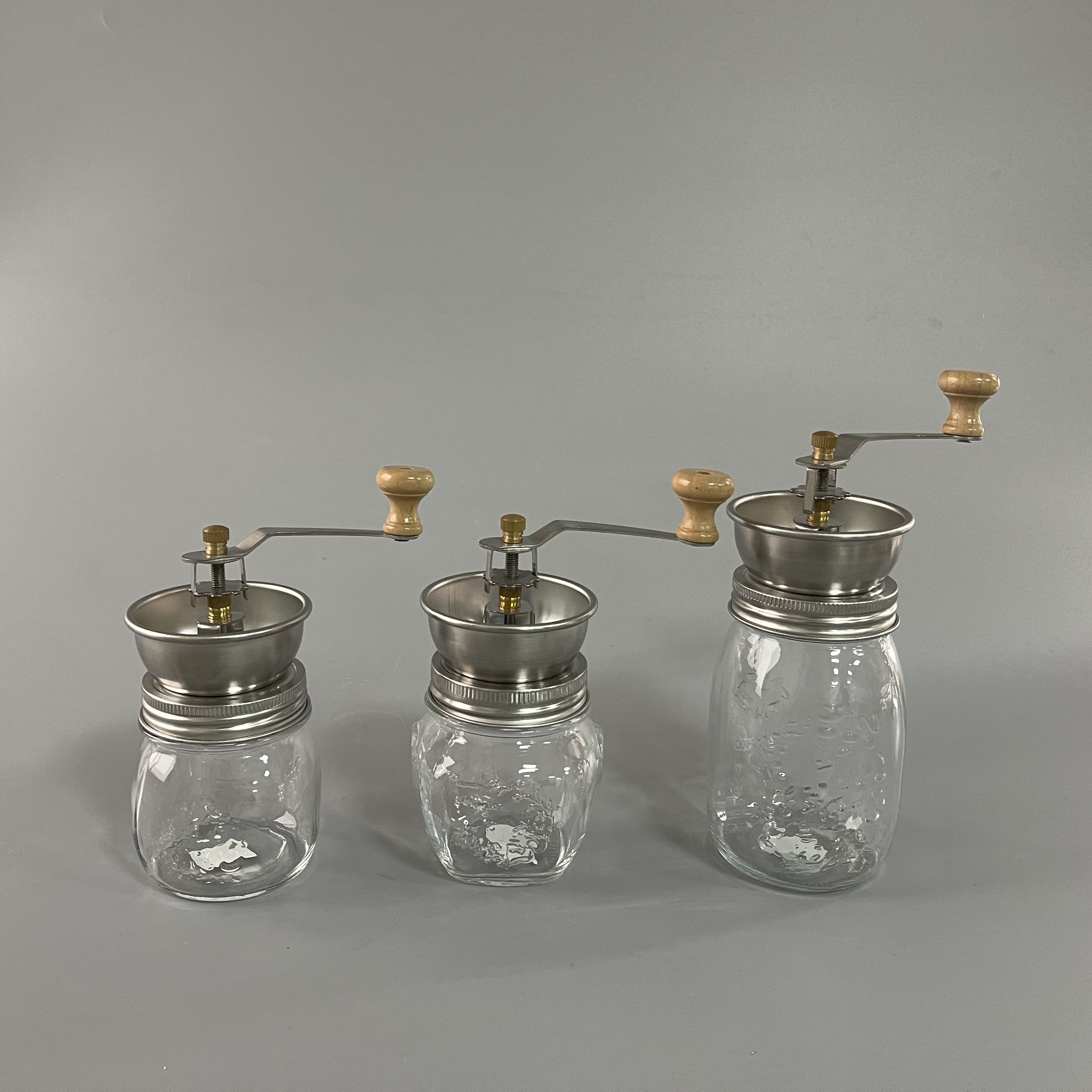 Hand Manual Coffee maker grinder with glass bottle jar