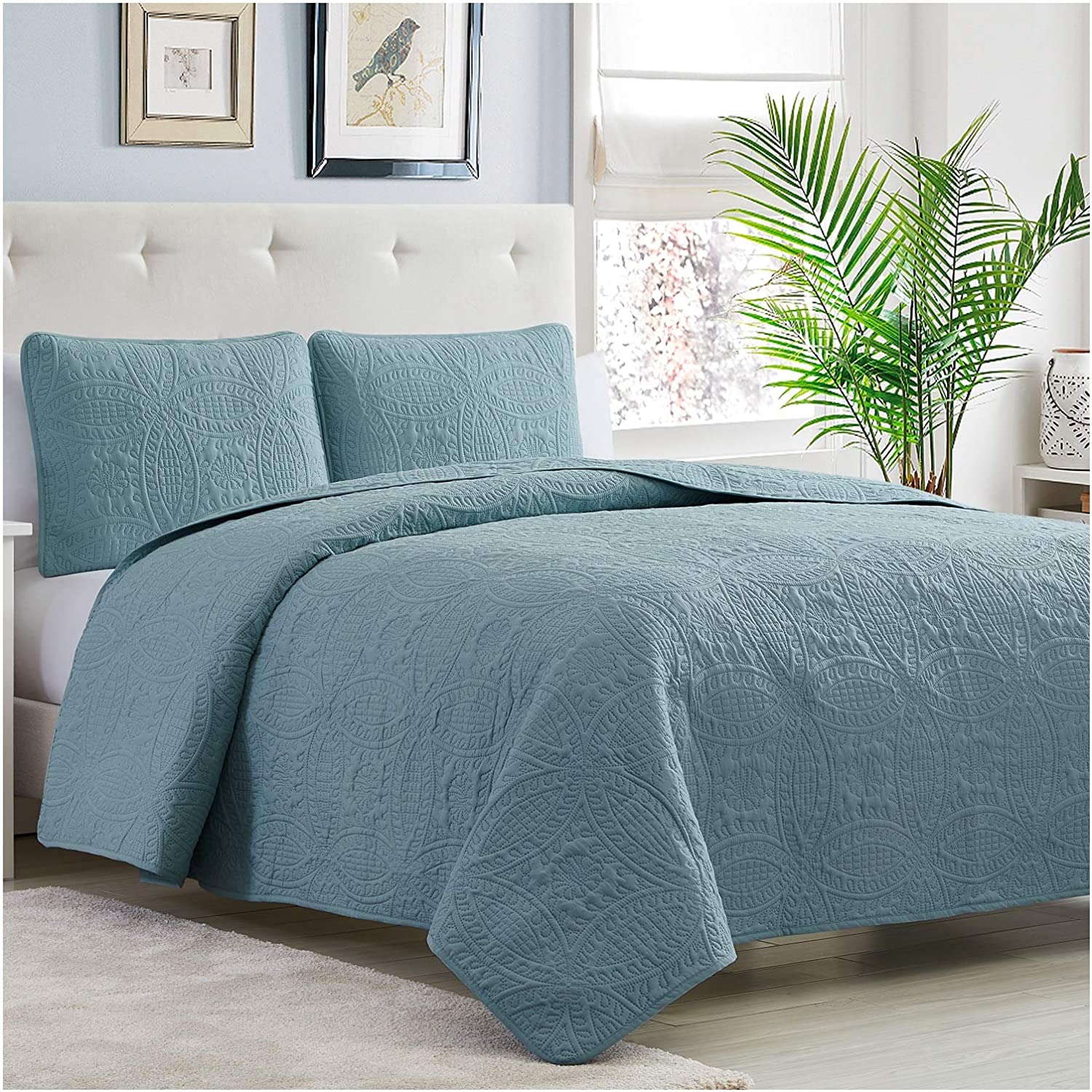 ultrasonic embossed plain bedspread breathable and comfortable