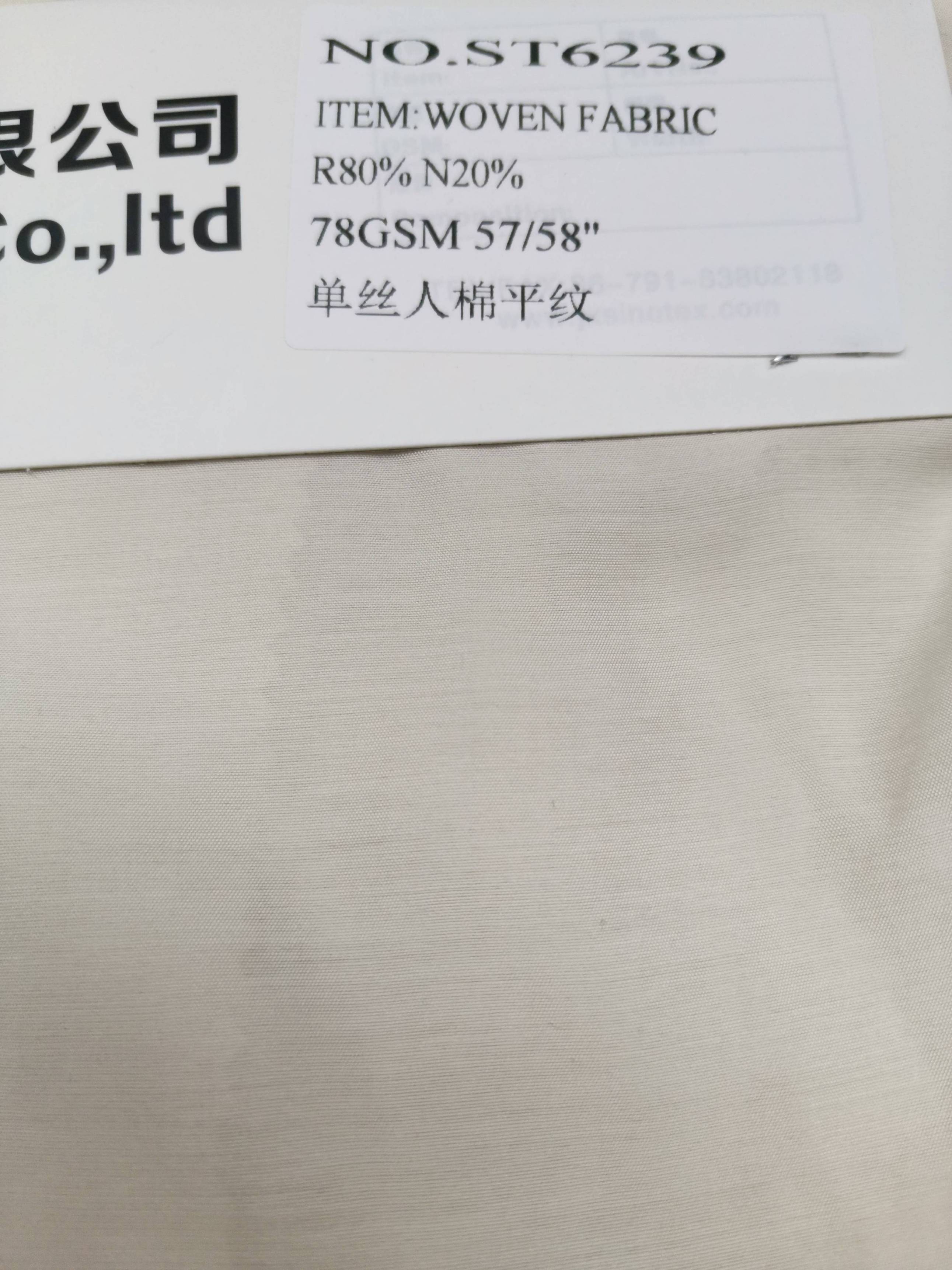 St6239 80% Rayon 20% Nylon Woven Fabric 78gsm, Width 57/58"