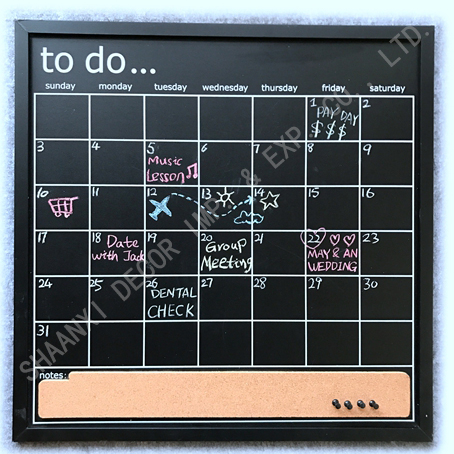 Monthly planner chalk board and cork board