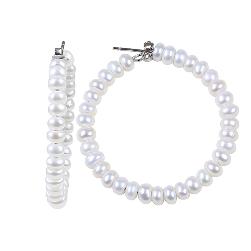 Pearl Hoop Earrings, Hoop Earrings, Gold Hoops, Earrings, Big Hoop Earrings, Beaded Pearl Earrings, White Pearl Hoops, Beaded Earrings,DKL010
