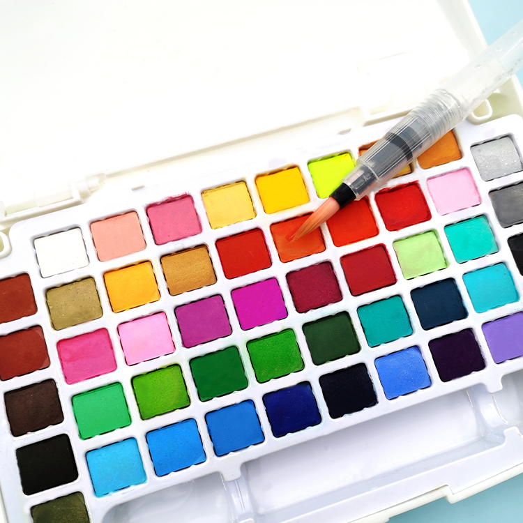 solid paint OEM Brand Student Kid Art Portable Paint Set 36 Colors Cakes soild gouache Watercolor Paint Kit