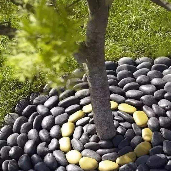 Natural Black color polished pebble stone for garden and landscape