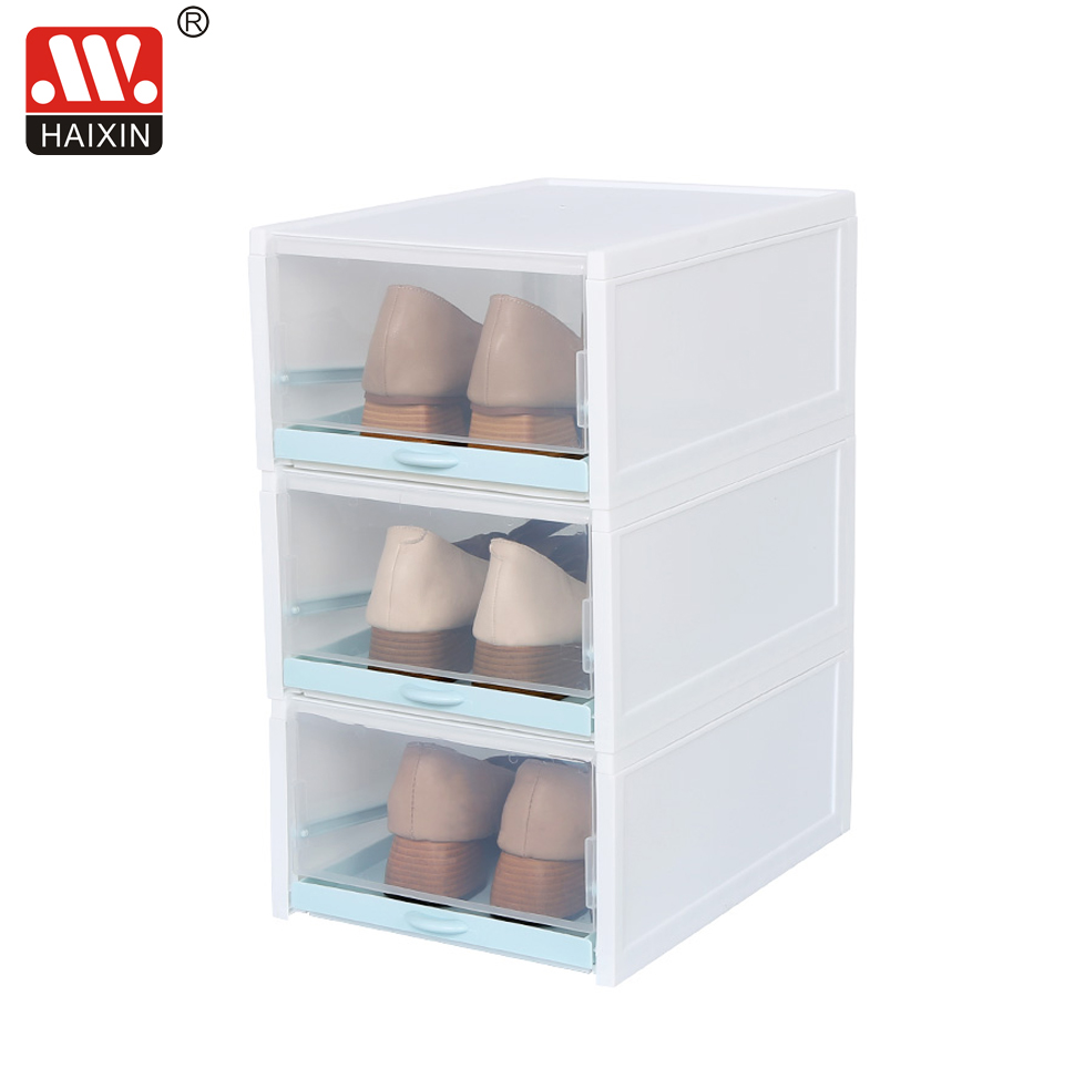 @Haixing Latest Design Transparent Drawer Shoe Boxes Stackable Plastic shoe organizer Shoes box