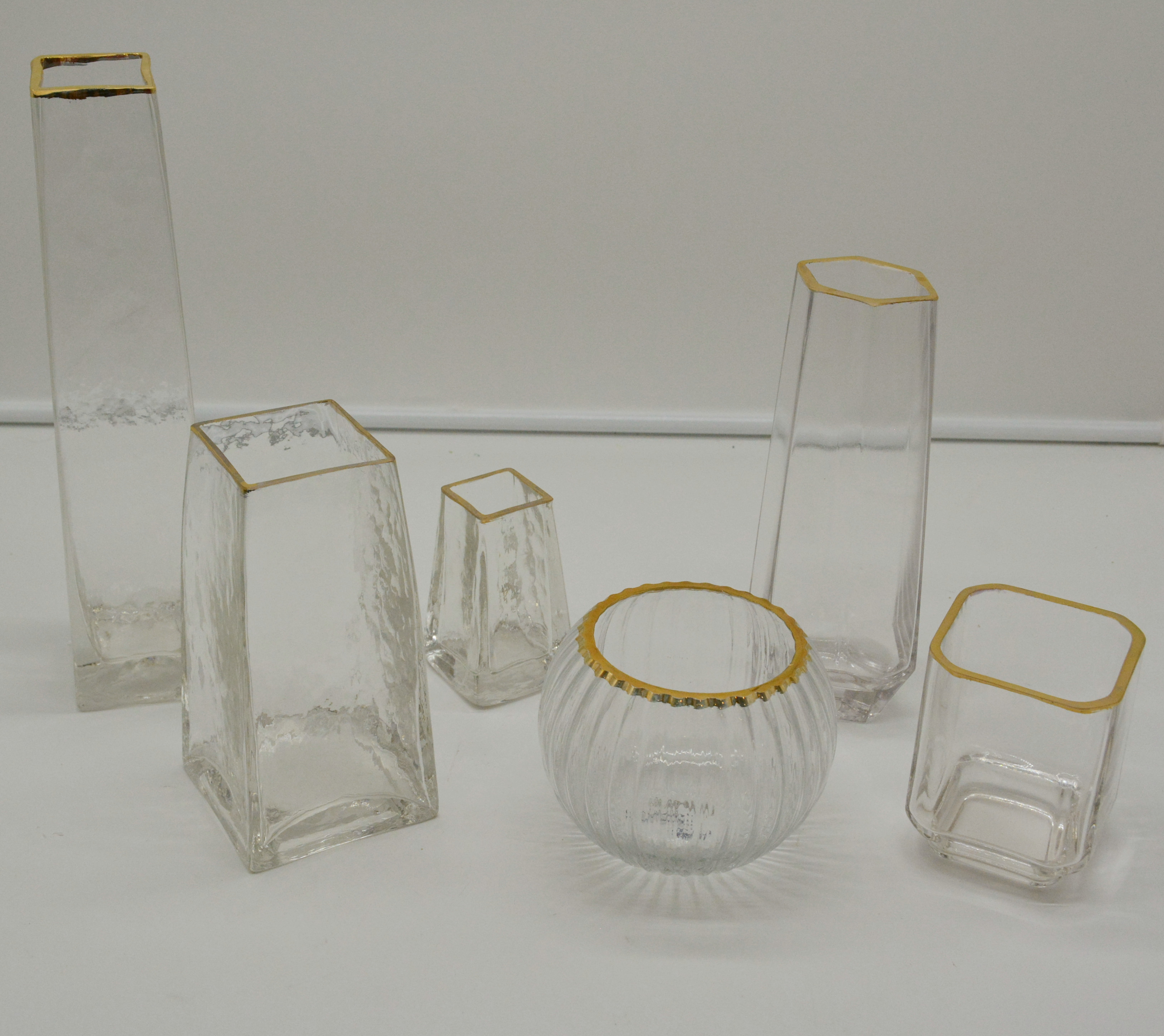 glass vase with gold border