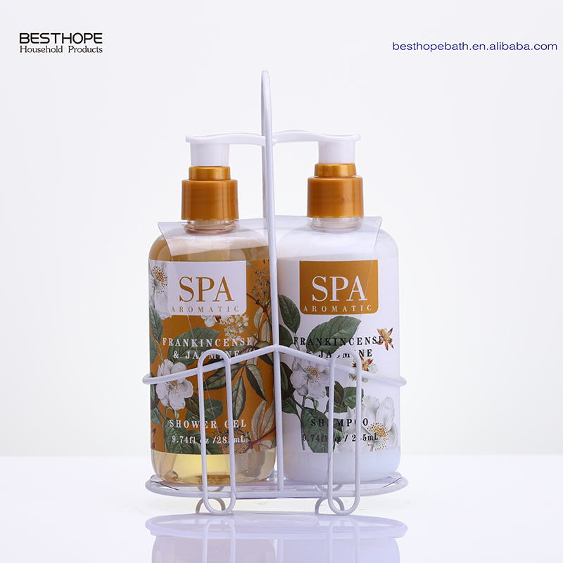 Custom Jasmine Body Wash and Shampoo Towel Rack Set