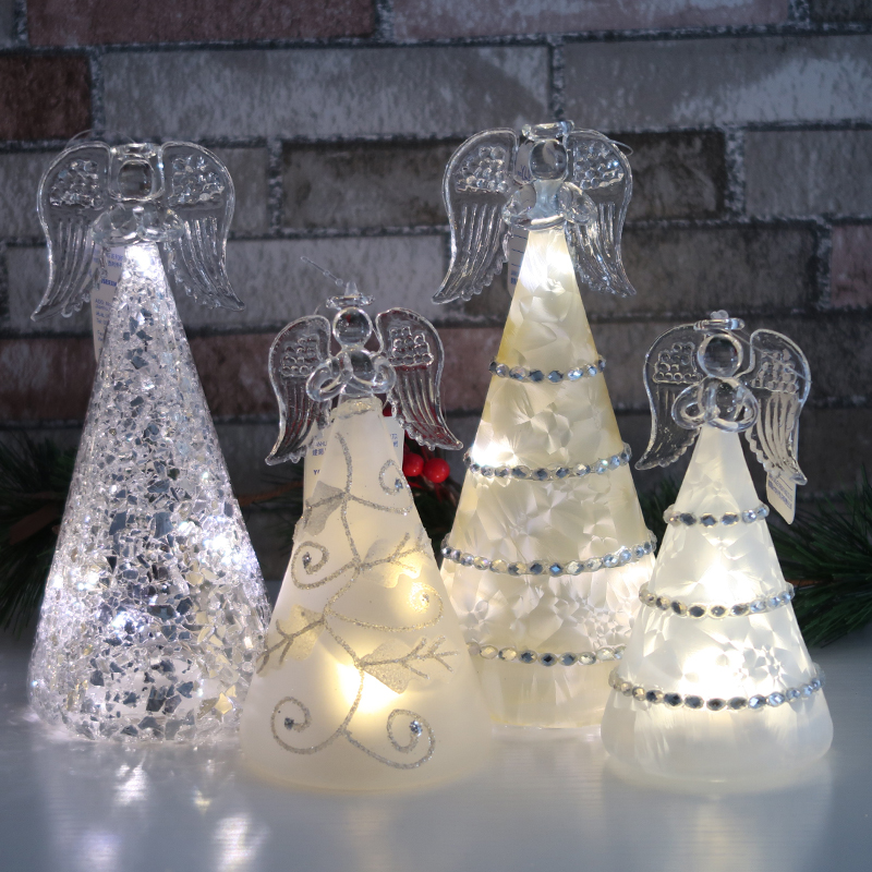 Lighted glass angel for Christmas decoration