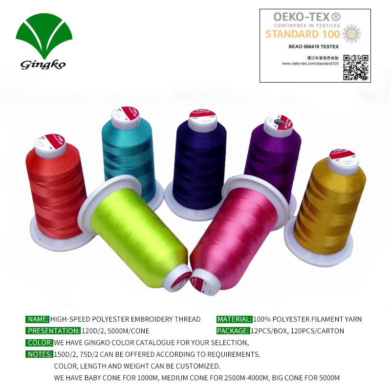 High speed polyester embroidery thread