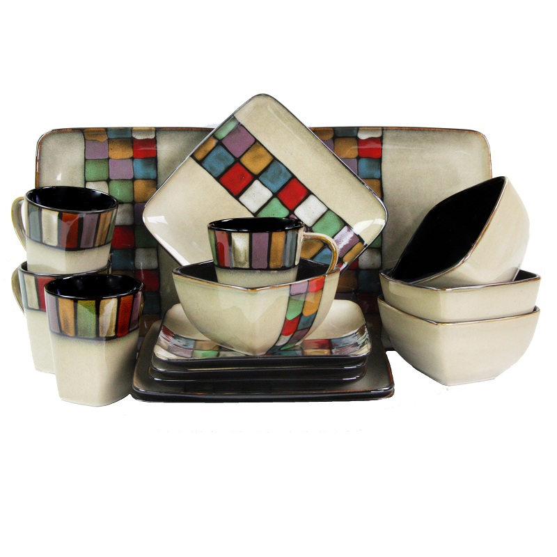 16pcs stoneware reactive glaze dinner set