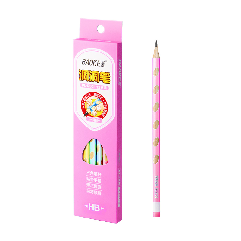 PL1705 wood pencil 2B HB Triangular black graphite lead 12pcs student office use