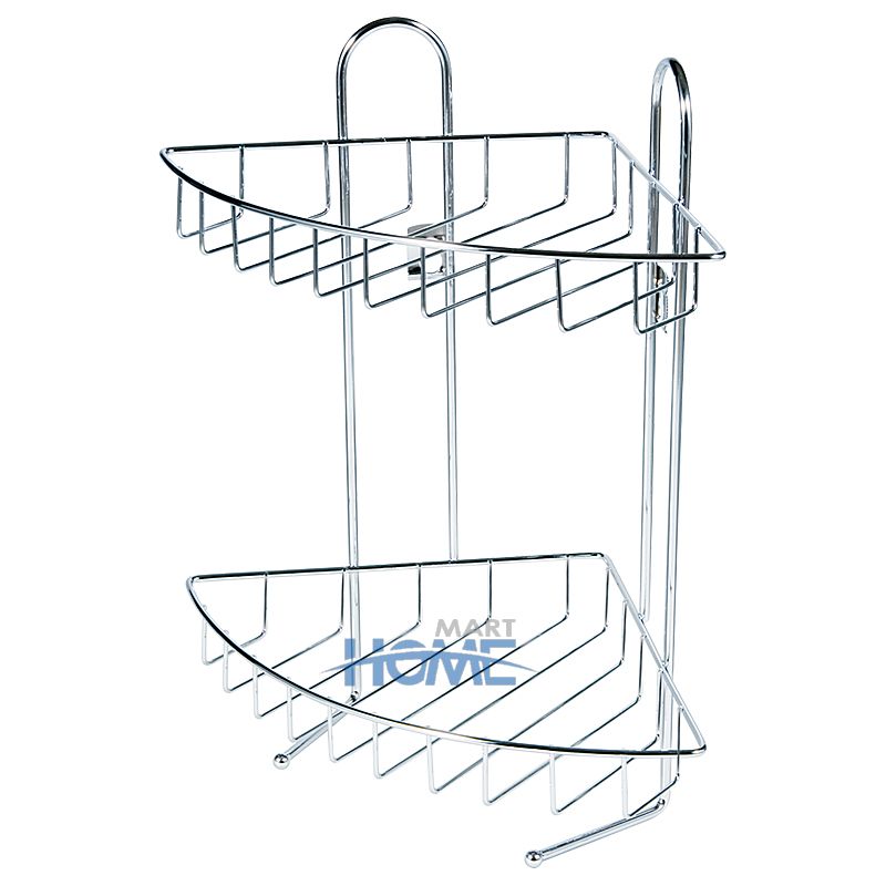 2-Tier Iron Wire Corner Bathroom Rack bathroom Shelf Drying Rack Towel Rack With Hook Hot sale Suction Cups Hanging wall