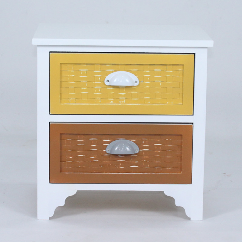 Chest of colorful 2 drawers wood chip cabinet