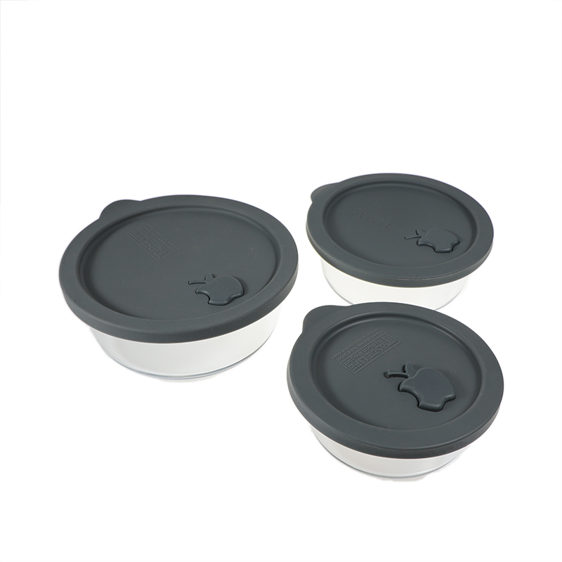 Borosilicate roundglass food container with silicone lid