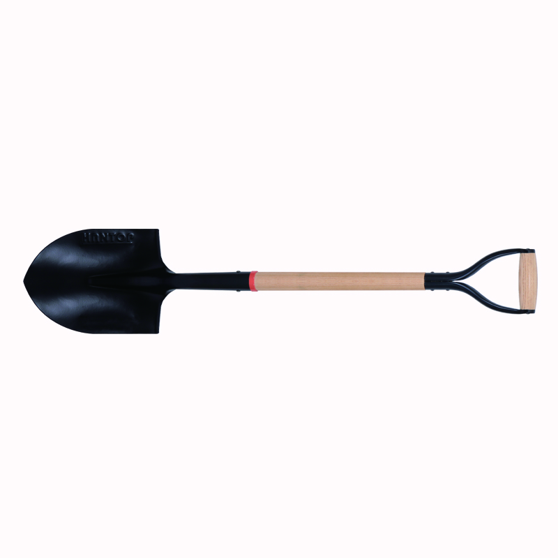 Round Shovel With Wooden Handle Y Iron Grip