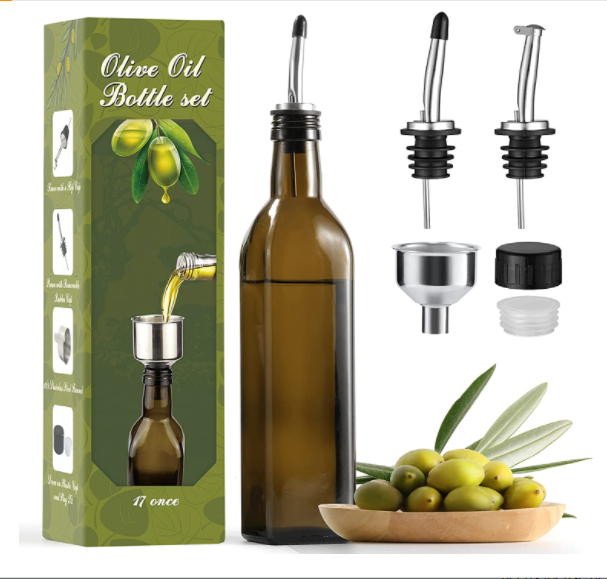 Olive oil glass bottle set