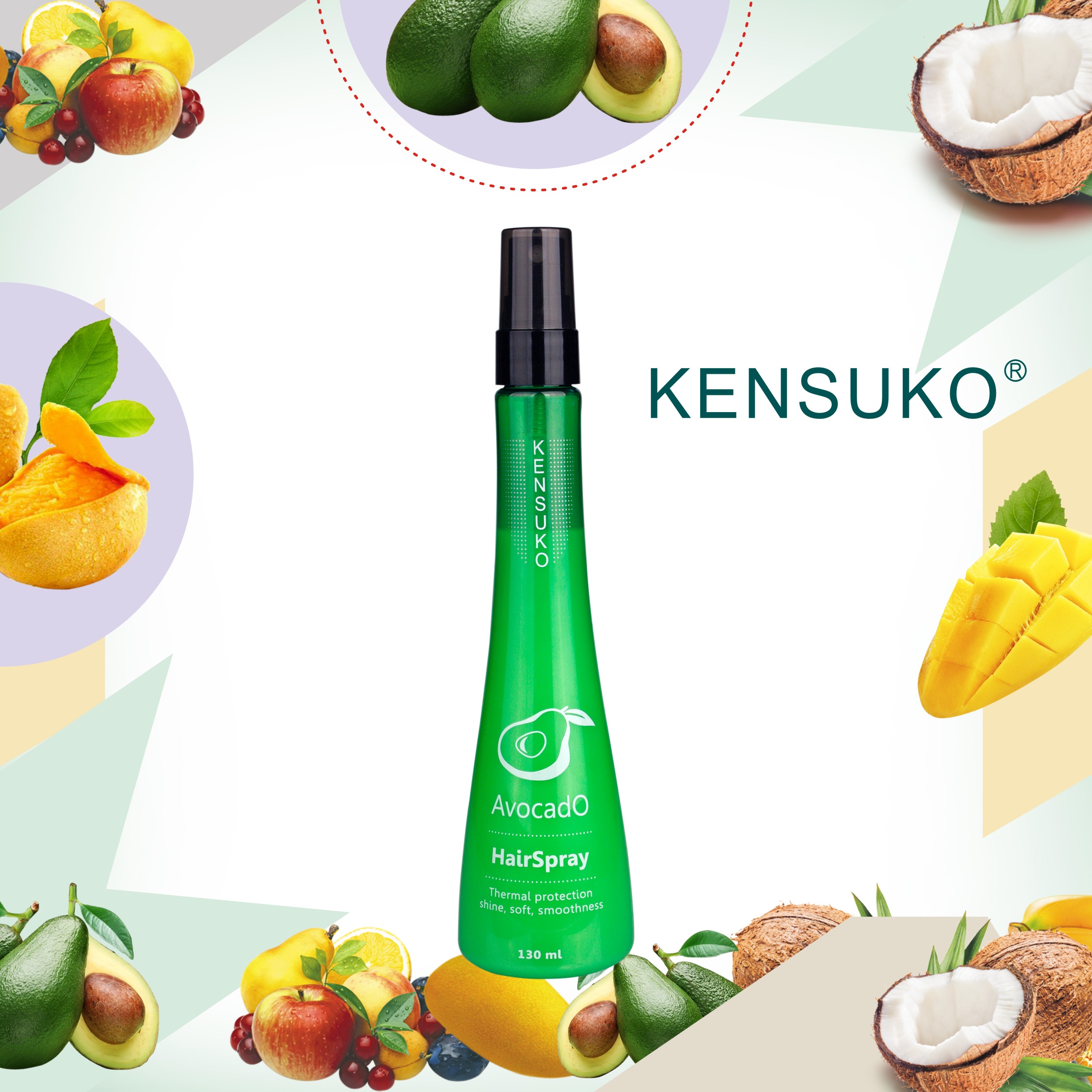 KENSUKO Hair Spray Mist UV protect Beauty Perfumed Hair Spray Avocado Thermal protection 130ML