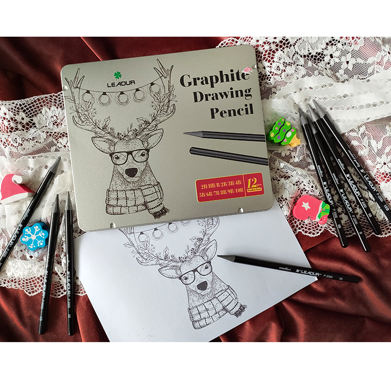 Christmas professional sketching pencil graphite without wood pen