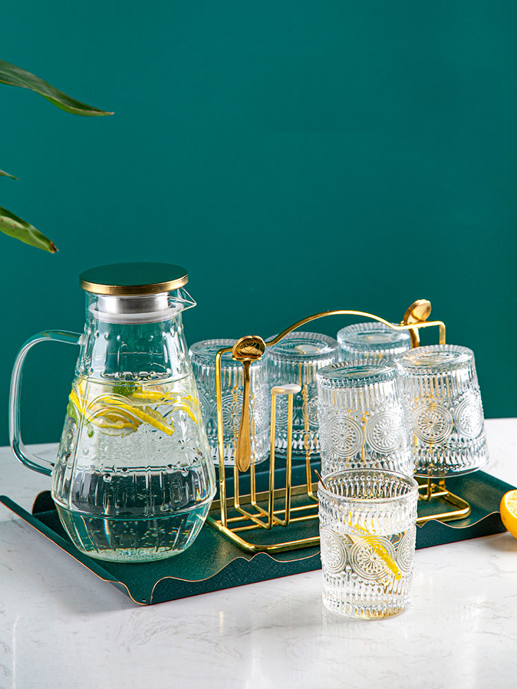 Glass Water Jug with Lid Borosilicate Glasses Water Carafe Pitcher