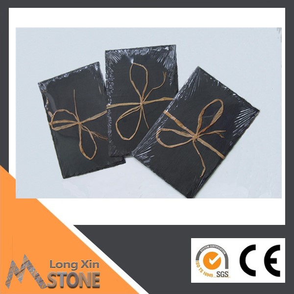 Chinese natural rectangle shape black slate fruit plate plate with EVA feet