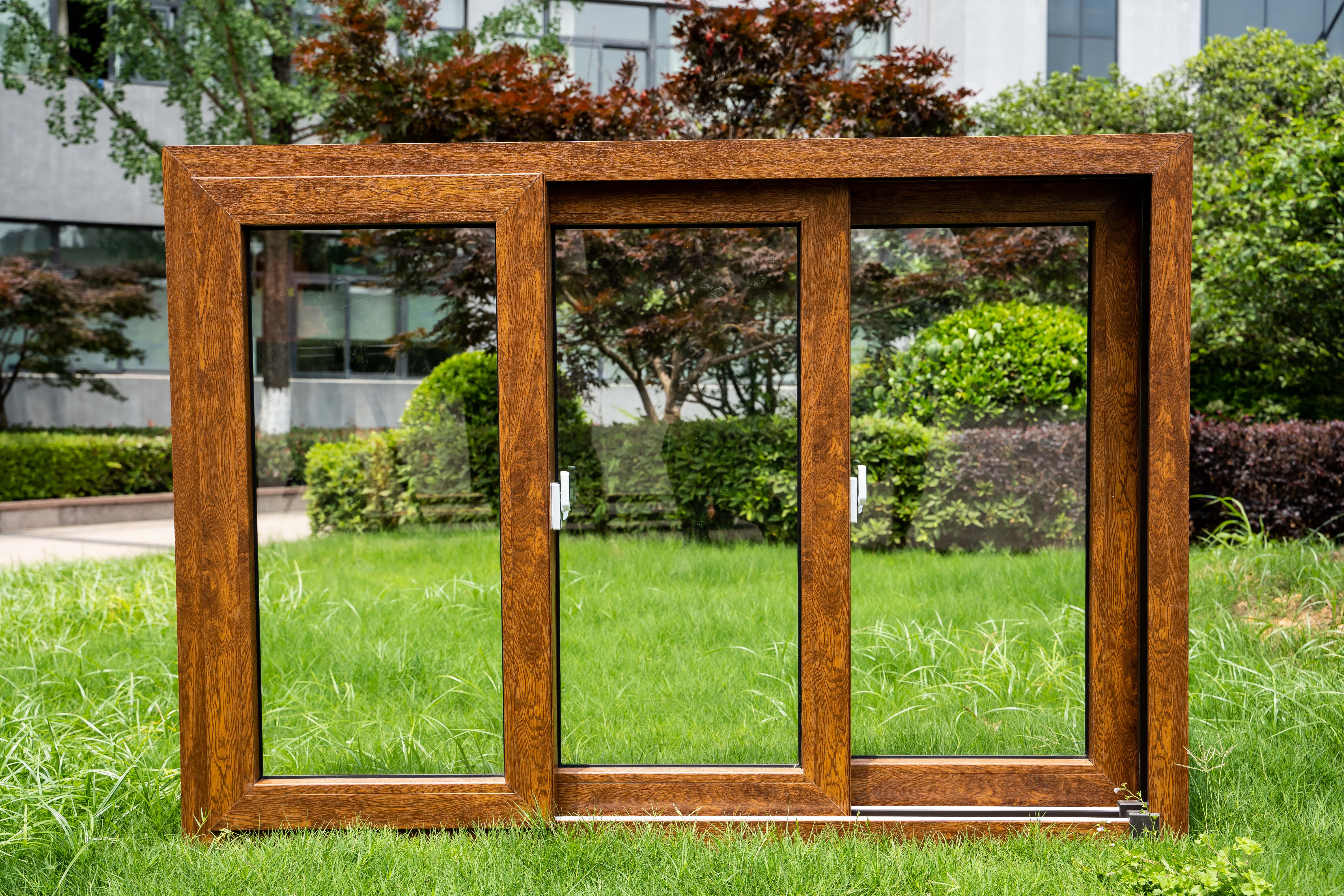 wood laminated sliding pvc window