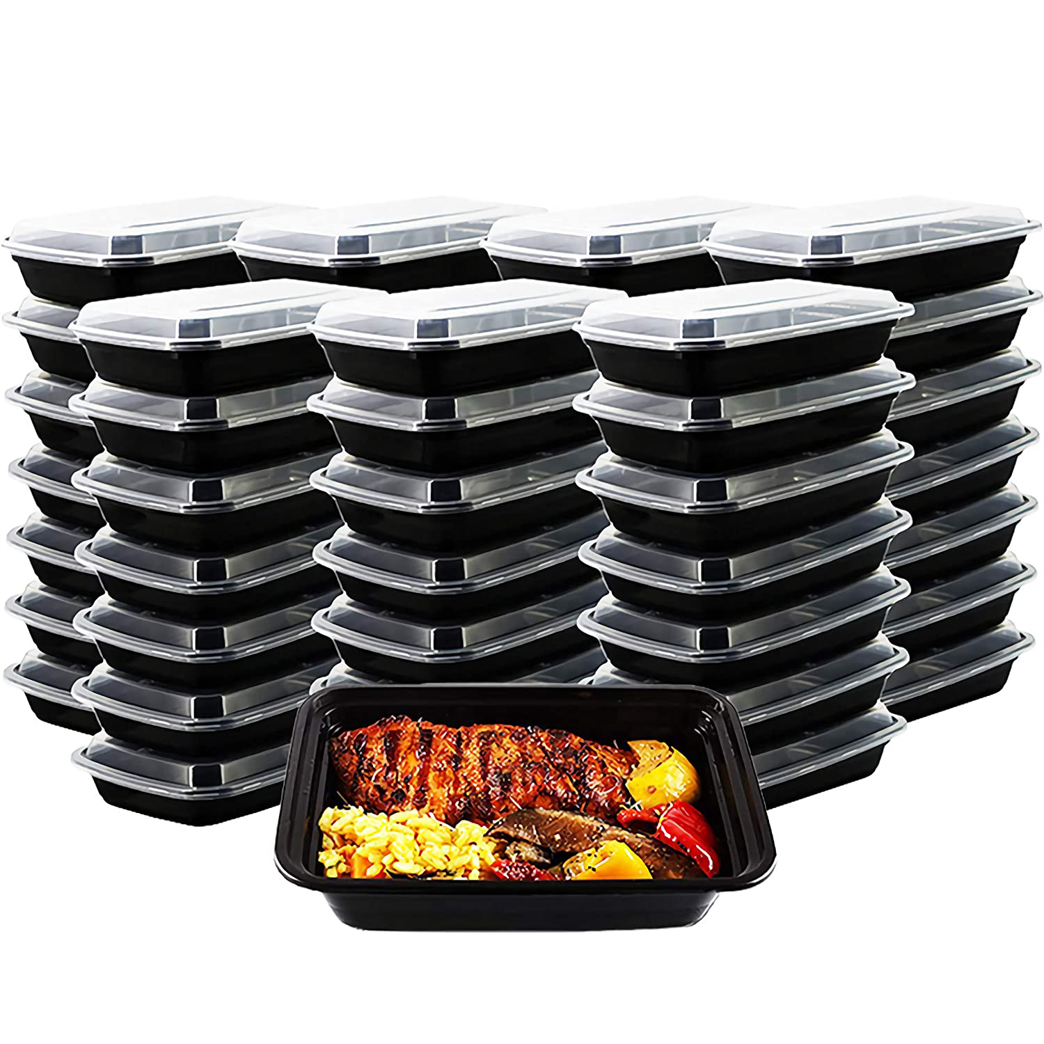 Microwave Safe Stackable Disposable Plastic Takeaway Meal Prep Food Container With Lid