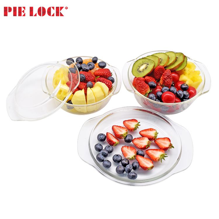 High borosilicate glass casserole with glass lid