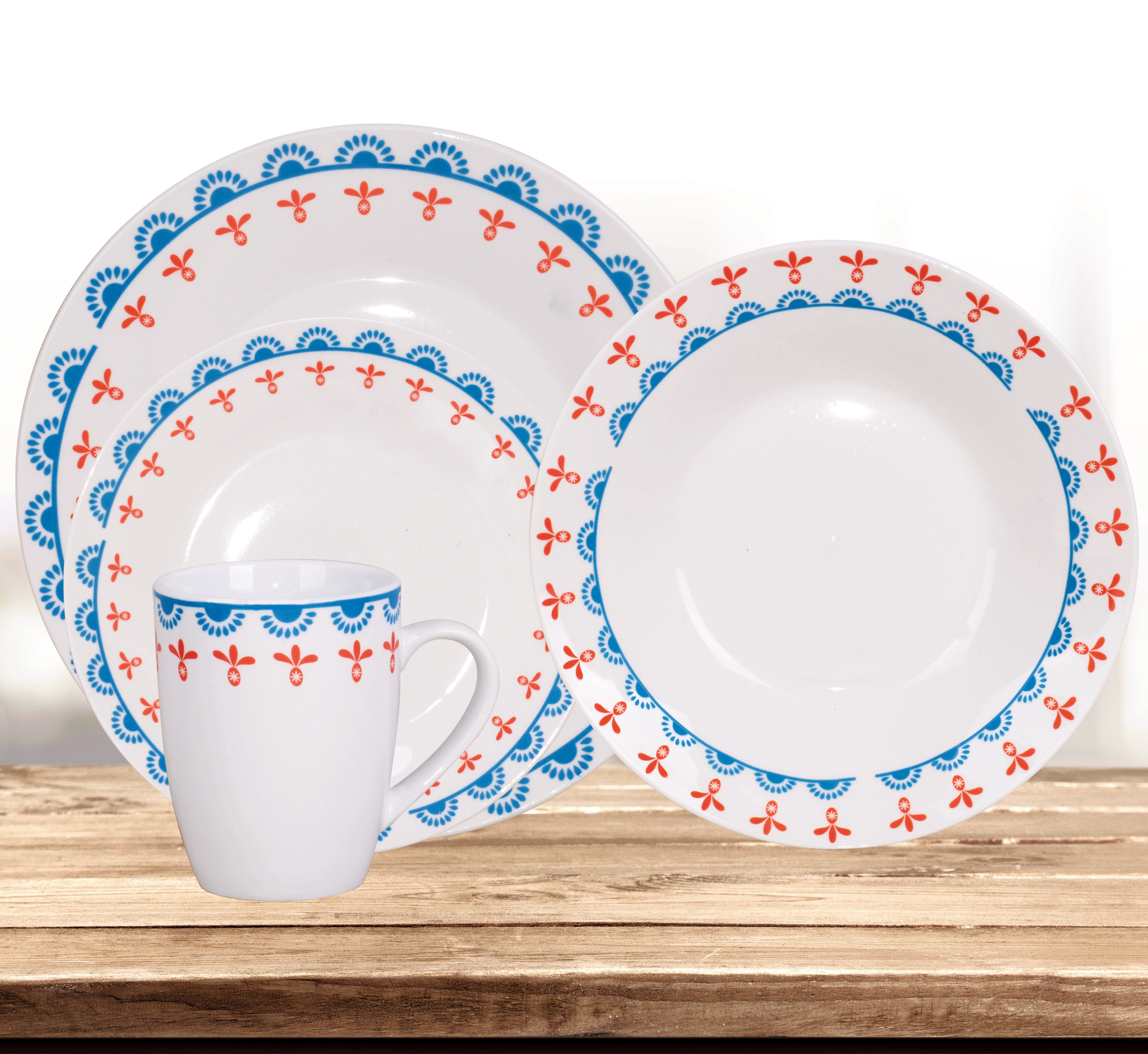 16 Piece Porcelain Dinnerware Set Full Decal
