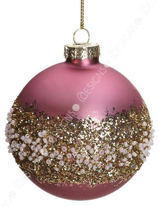 0000000000Hanging Glass Rose Red Glittery Christmas Ball Ornament for Christmas Tree Decoration