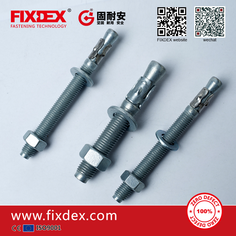 Hdg wedge anchors with zinc plated anchor bolts