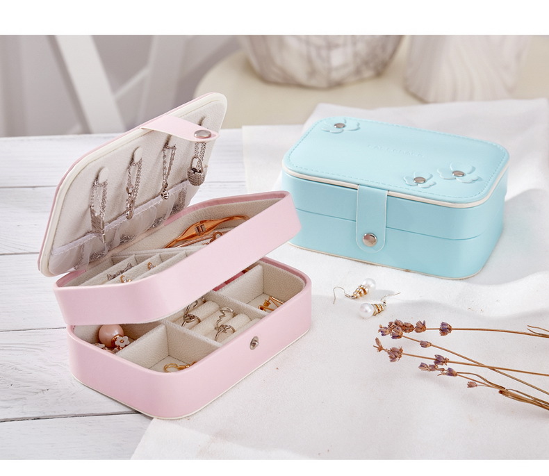 Travel Portable Jewelry Organizer Jewelry Box Used To Storage Leather Rings Earrings Necklace Boxes