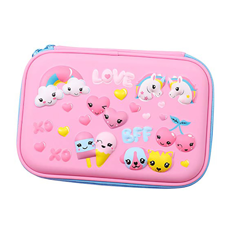 Cute unicorn embossed hard top pencil case