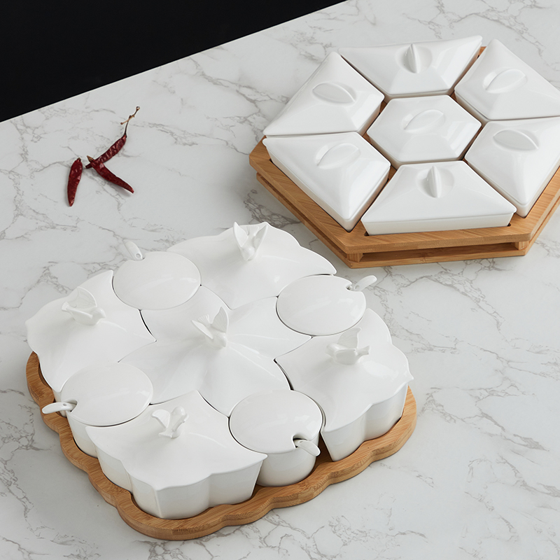 Snack dish combination with bamboo board