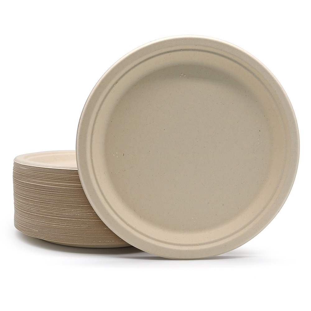 biodegradable disposable food plate Round Plate Sugarcane Moulded Pulp Disposable Plant Fiber tablware