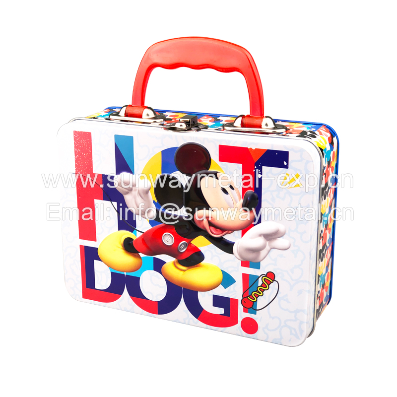 Tin box lunch box with handle