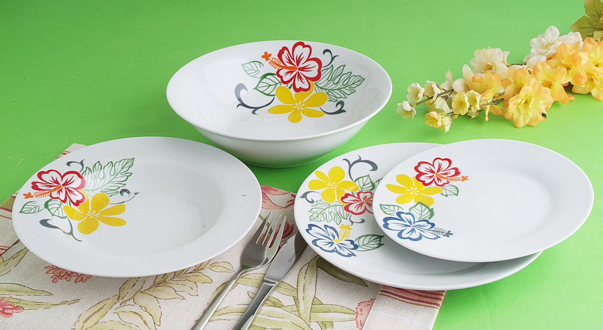 19pcs White Dinner Set Porcelain Round