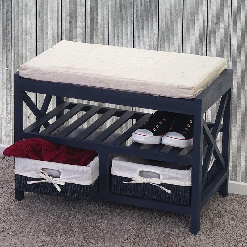 Wooden storage stool footstool