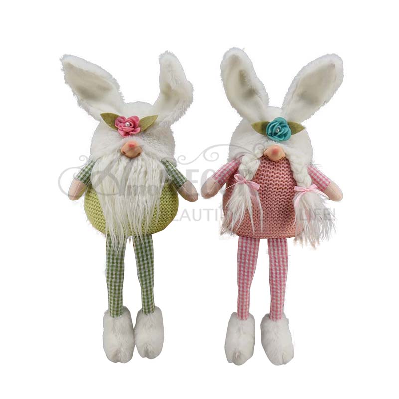 2asst. Fabric Sitting Mr/Mrs Gnomes W/Bunny Ears