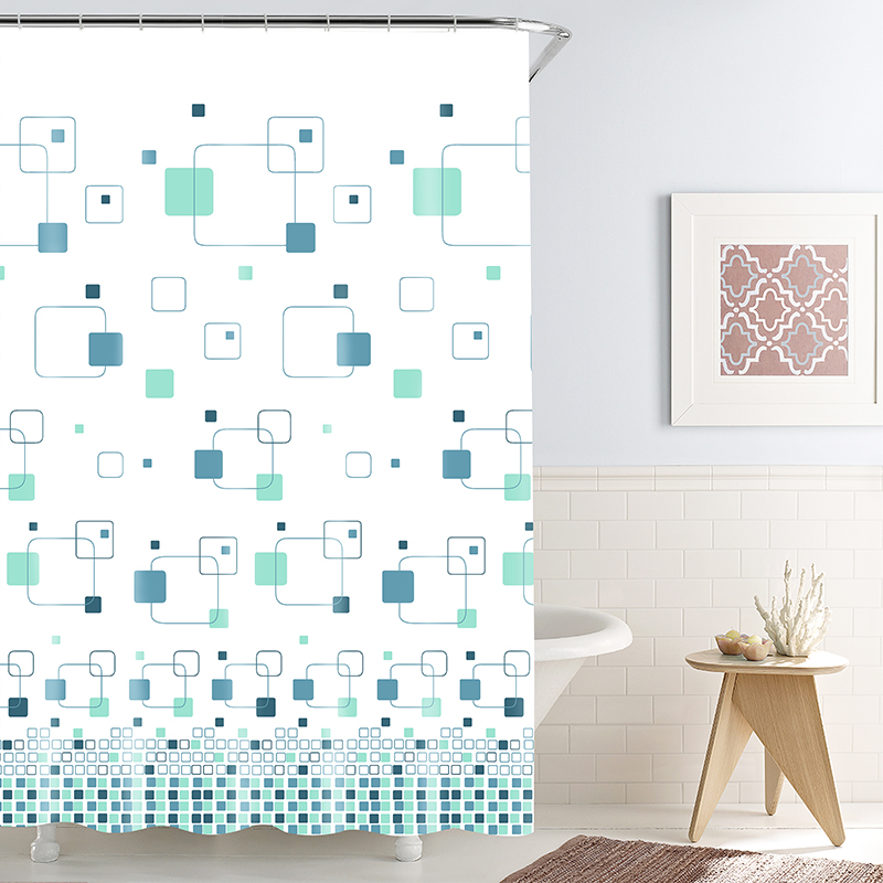 Waterproof and mildew proof printing polyester shower curtain