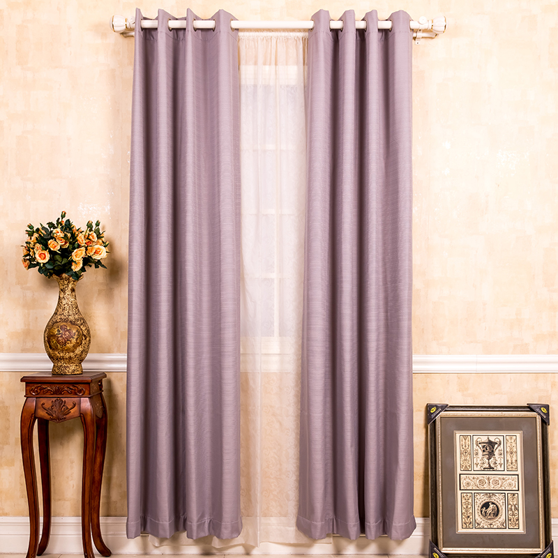 Composite grommet curtain with horizontal stripes
