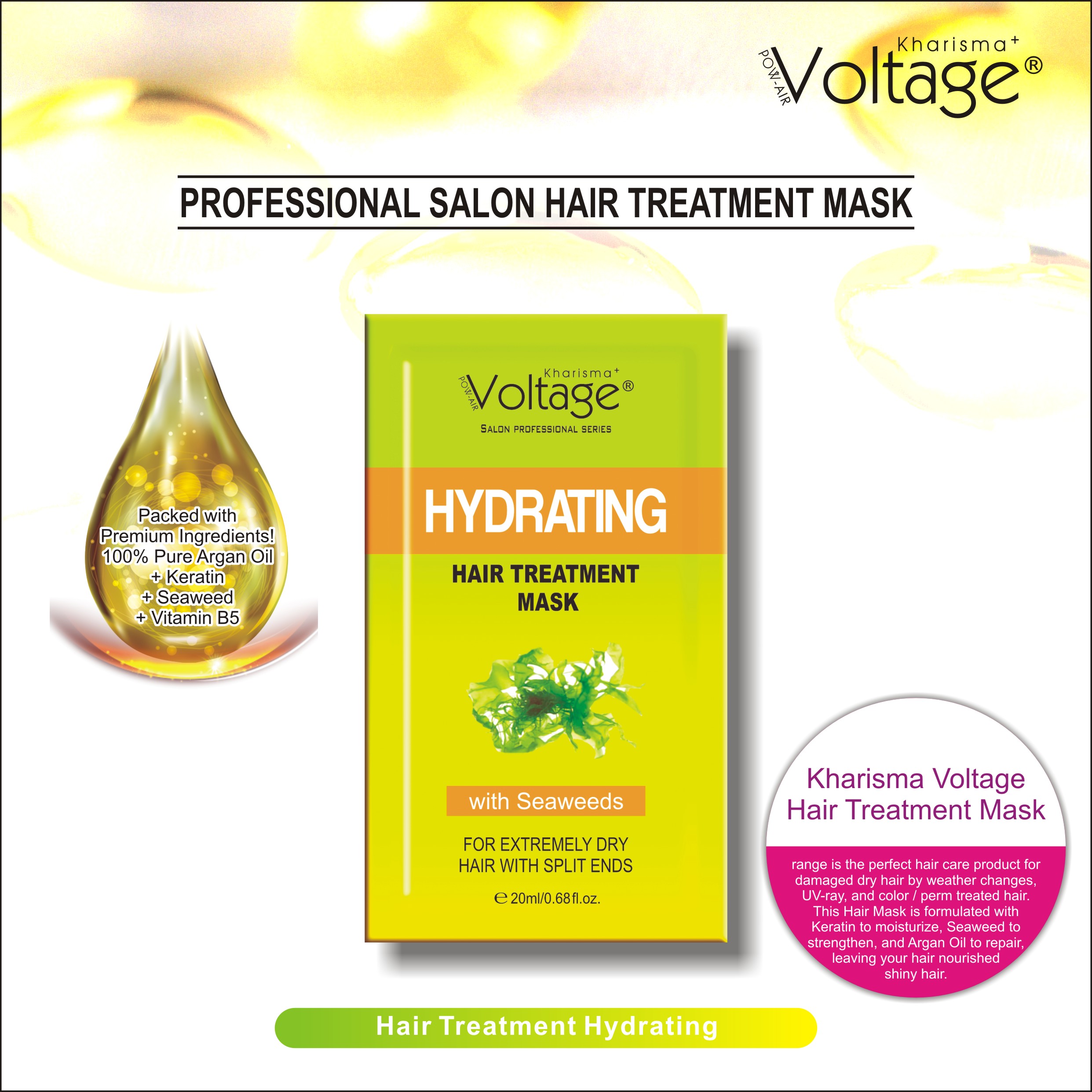 Hydrating Hair Treatment Mask with Seaweed 20ML