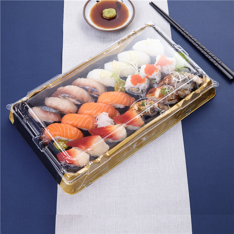 KW-0012DB-K sushi tray with lid ( PS, OPS )