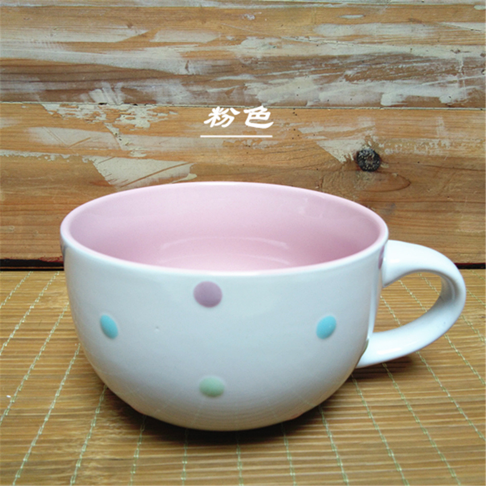 Daily ceramic creative 16OZ Large cup Soup cup coffee cup drinking set wave dot relief cup