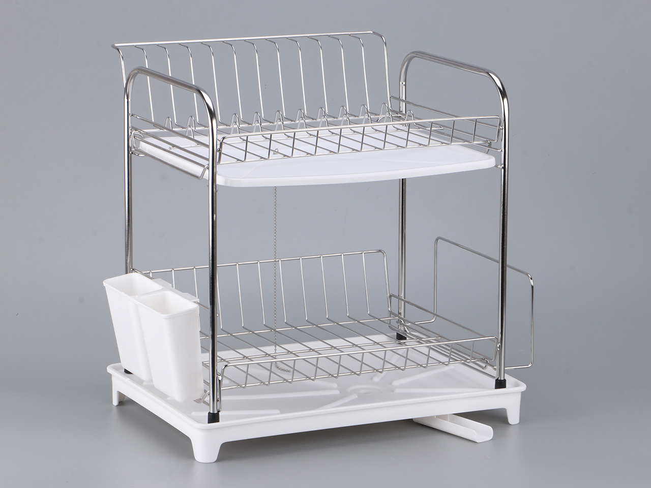 Stainless Steel Two Tier Dish Rack with Drain Board Large