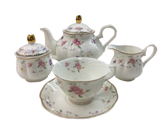 Porcelain coffee cup set and jug