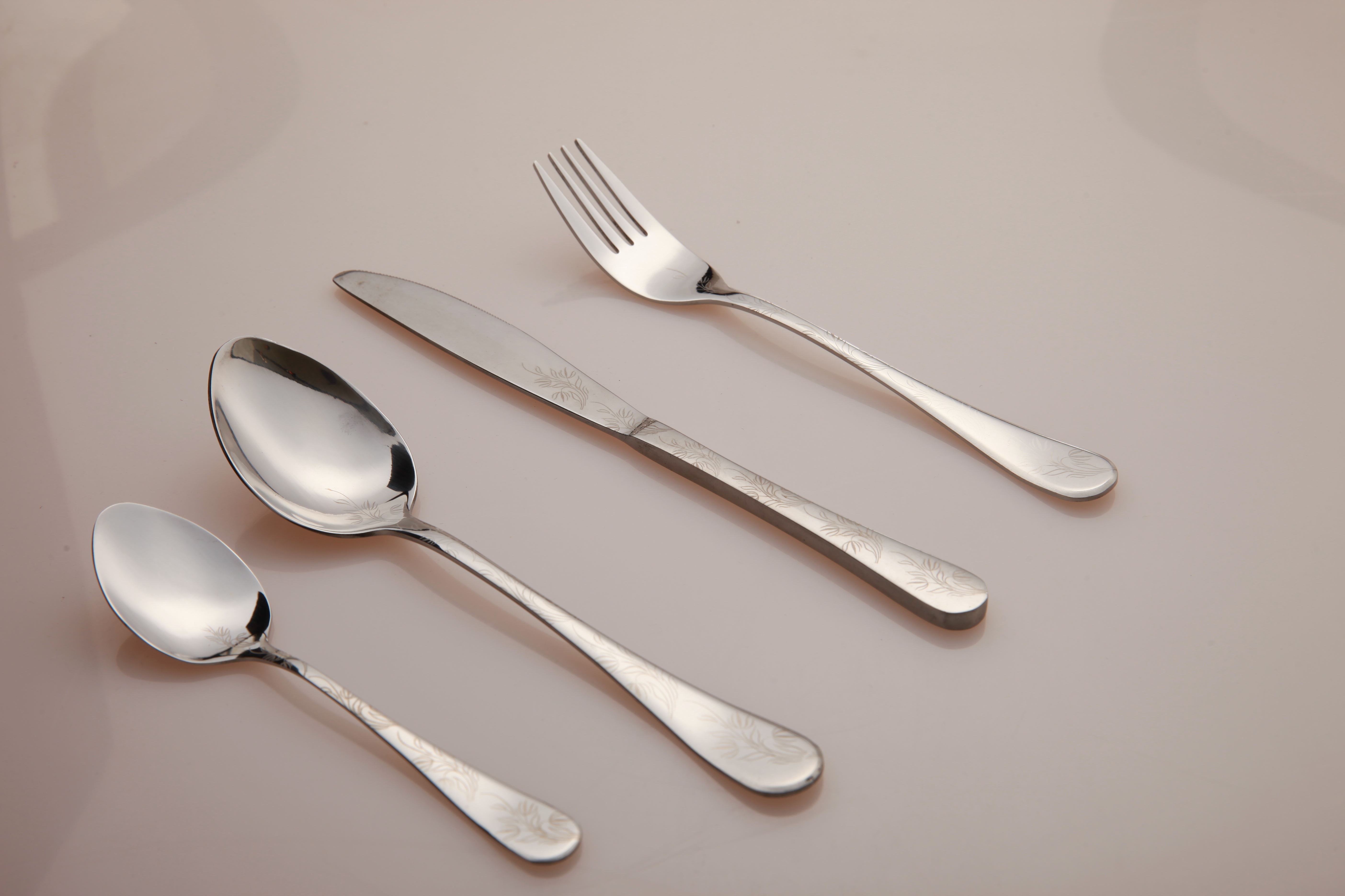 Laser printed handle stainless steel cutlery spoon fork knife
